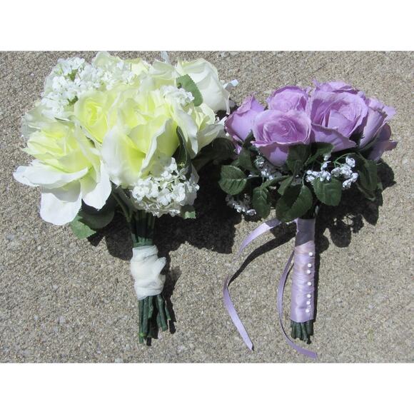 *MUST BUNDLE* 2 Faux Floral Hand Bouquets - Picture 1 of 3